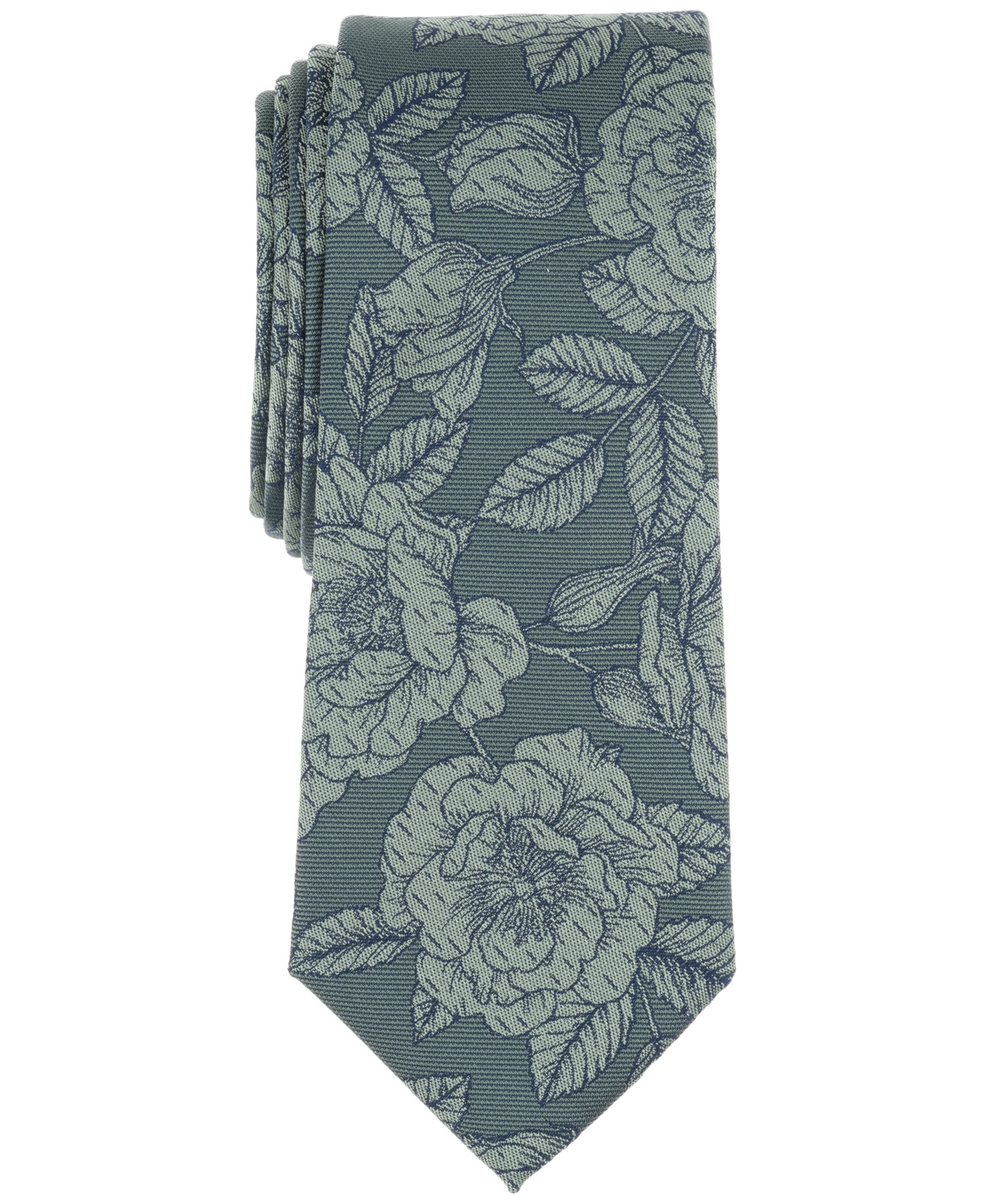 Bar Iii Men's Clifton Skinny Floral Tie, Created For Macy's In Emerald
