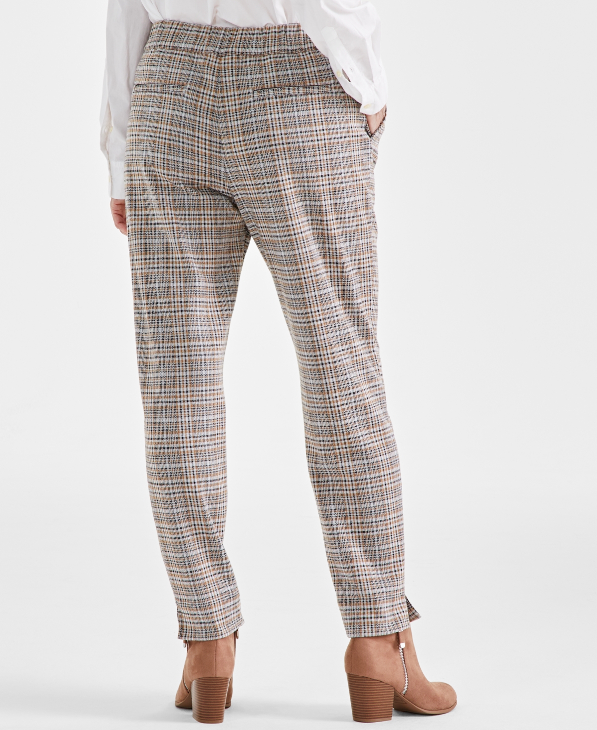 Style & Co Women's Plaid Pull-On Straight Pants, Created for Macy's