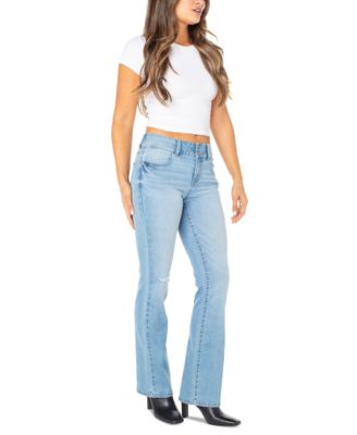 Juniors' Mid-Rise Distress Bootcut Jeans 