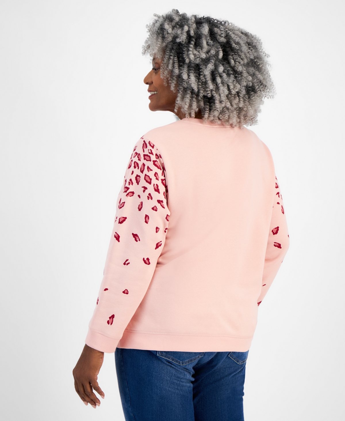 Style & Co Plus Size Printed Fleece Crewneck Sweatshirt, Created for Style & Co