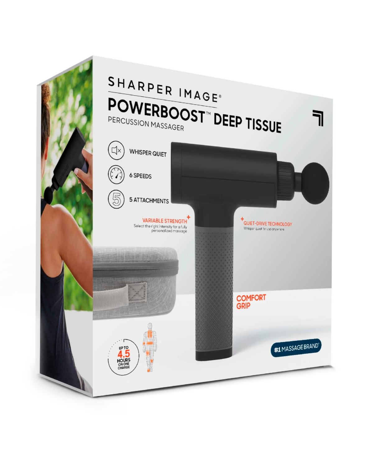 Sharper Image Powerboost Deep Tissue Percussion Massager Version 3.0 In Black