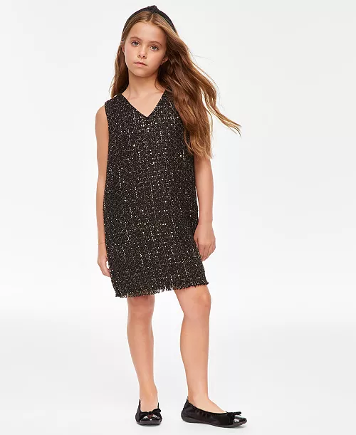big girls sequin tweed mommy & me dress, created for macy's