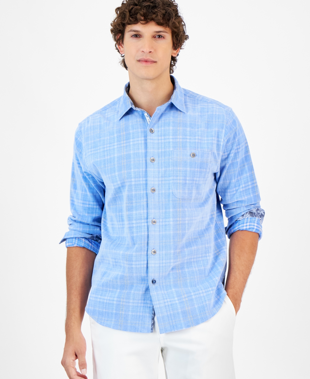 Tommy Bahama Men's Coastline Cord Brissa Check Long-Sleeve Shirt