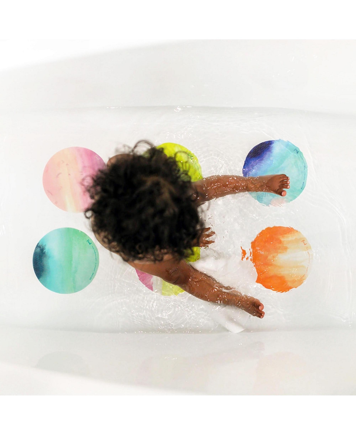 Puj Toddler Bath Treads, 6 piece Grippy Non-slip Adhesive Safety Treads ,- Watercolor