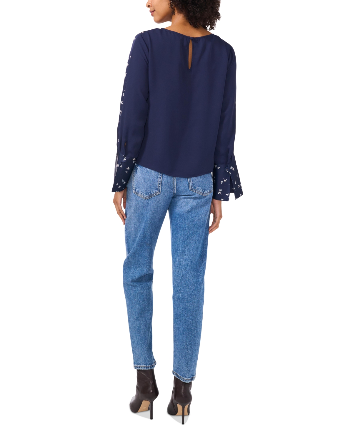 Vince Camuto Women's Mixed-Media Crewneck Top