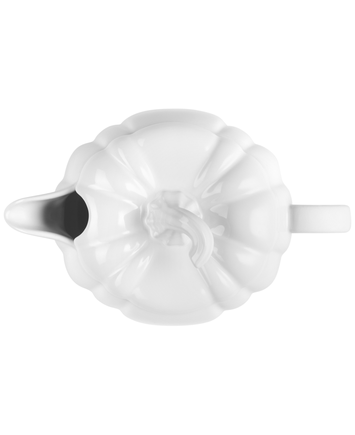 Le Creuset Stoneware Pumpkin 14-oz. Gravy Boat With Lid In White