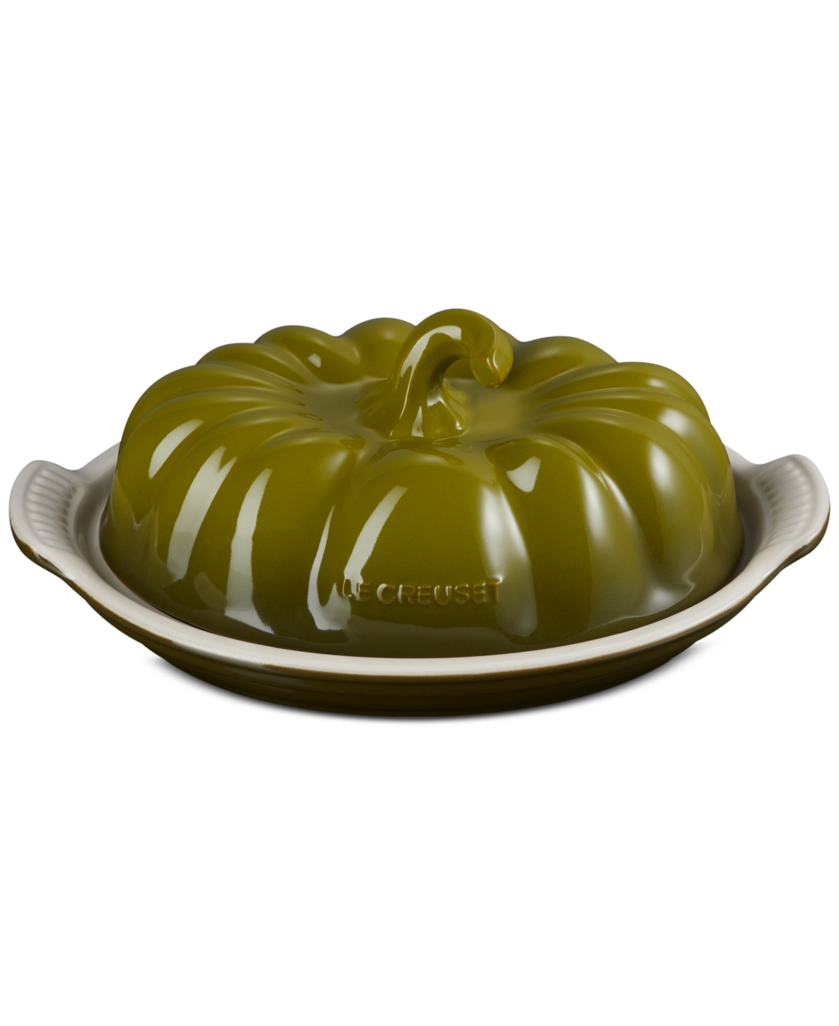 Le Creuset Glazed Stoneware Figural Pumpkin Butter Dish In Green
