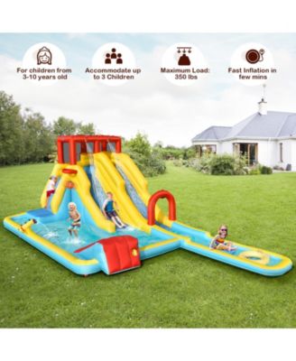 7-in-1 Inflatable Dual Slide Water Park Bounce House Without Blower