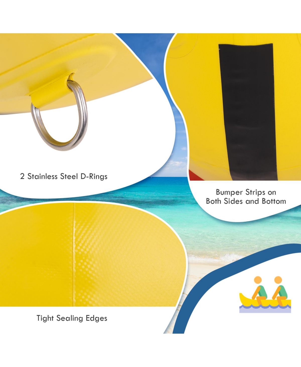 Slickblue 3-Person Inflatable Banana Boat with Electric Air Pump Carrying Bag and Repair Kit - Red