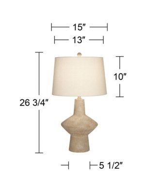 Cozumel 26 3/4" Tall Geometric Rustic Mid Century Modern Table Lamps Set of 2 Beige Living Room Off-White Shade