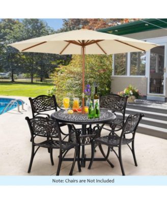 36 Inch Patio Round Dining Bistro Table with Umbrella Hole