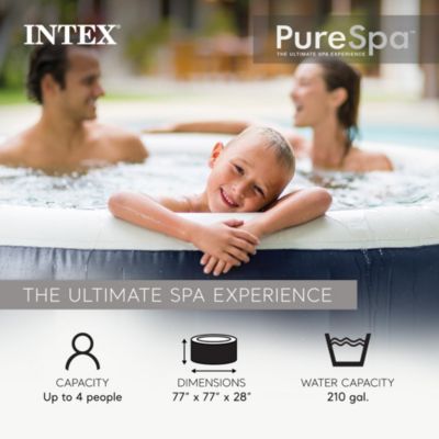 28429EP PureSpa Plus 4 Person Inflatable Hot Tub Bubble Jet Spa, 77" x 28"