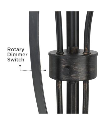 Gardena Rustic Tree Floor Lamp 65 1/2" Tall Powder Coated Black 3 Light Wavy Amber Art Glass Shade for Living Room Reading House