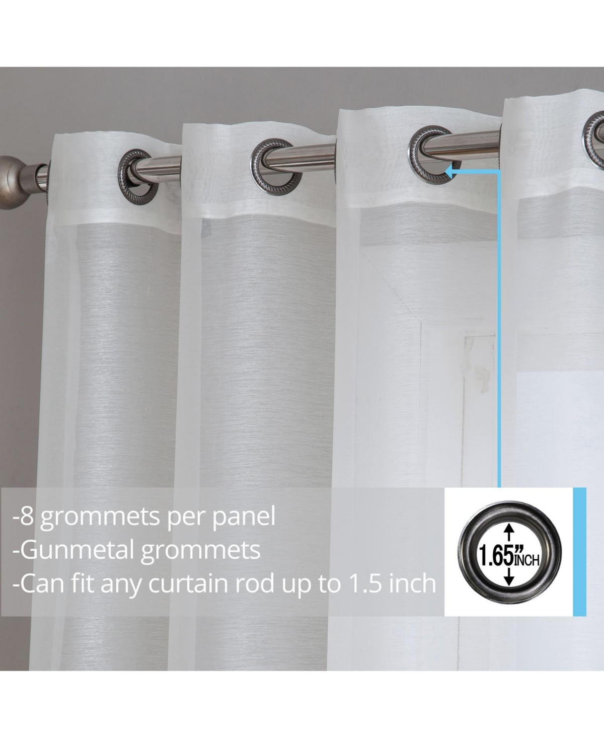 Hlc.me 2 Piece Semi Sheer Voile Window Curtain Drapes Grommet Panels for Bedroom