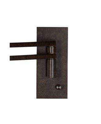 Tremont Rustic Farmhouse Swing Arm Wall Lamp Bronze Plug-in Light Fixture Tan Burlap Drum Shade for Bedroom Bedside Living Room