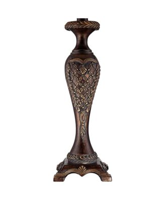 Hanna Traditional Accent Table Lamp 23 1/2" High Dark Bronze Candlestick Floral Bell Shade for Bedroom Living Room Bedside Office Family