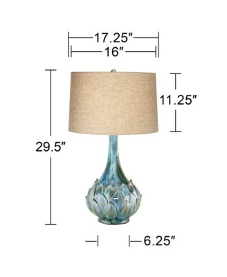 Kenya Modern Table Lamp 29 1/2" Tall Blue Green Ceramic with Dimmer Beige Shade for Bedroom Living Room Bedside Nightstand Office