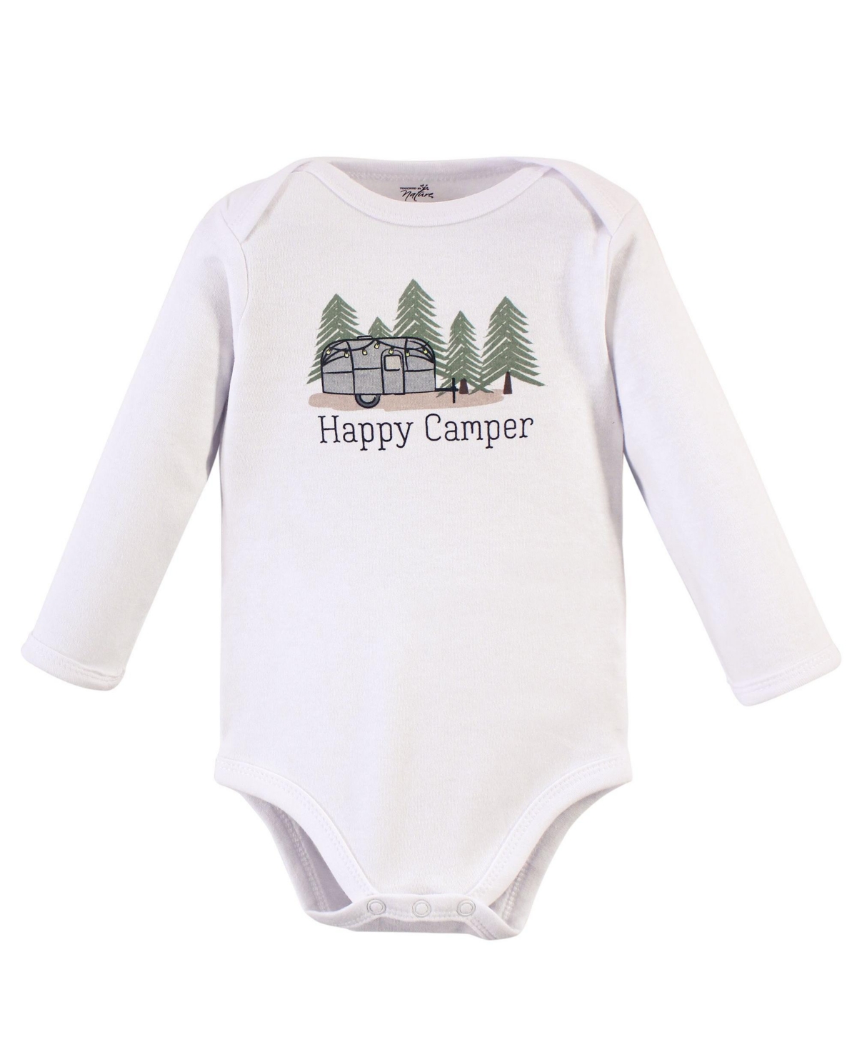 Touched by Nature Baby Boys Baby Organic Cotton Long-Sleeve Bodysuits 5pk,- Happy camper
