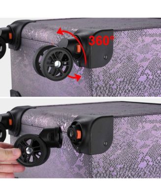 Purple Makeup Train Case Lockable Rolling Cosmetic Trolley Storage