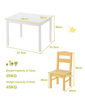 Kids 5 Pieces Table and Chair Set Wooden Children Activity Playroom Furniture Gift