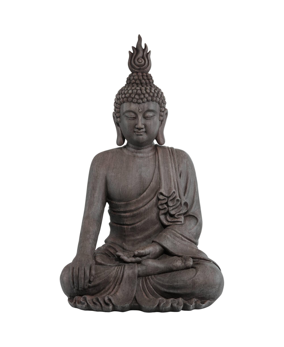 John Timberland Tall Sitting Buddha Statue Sculpture Zen Asian Japanese Garden Decor Indoor Outdoor Front Porch Patio Yard Outside Home Balcony