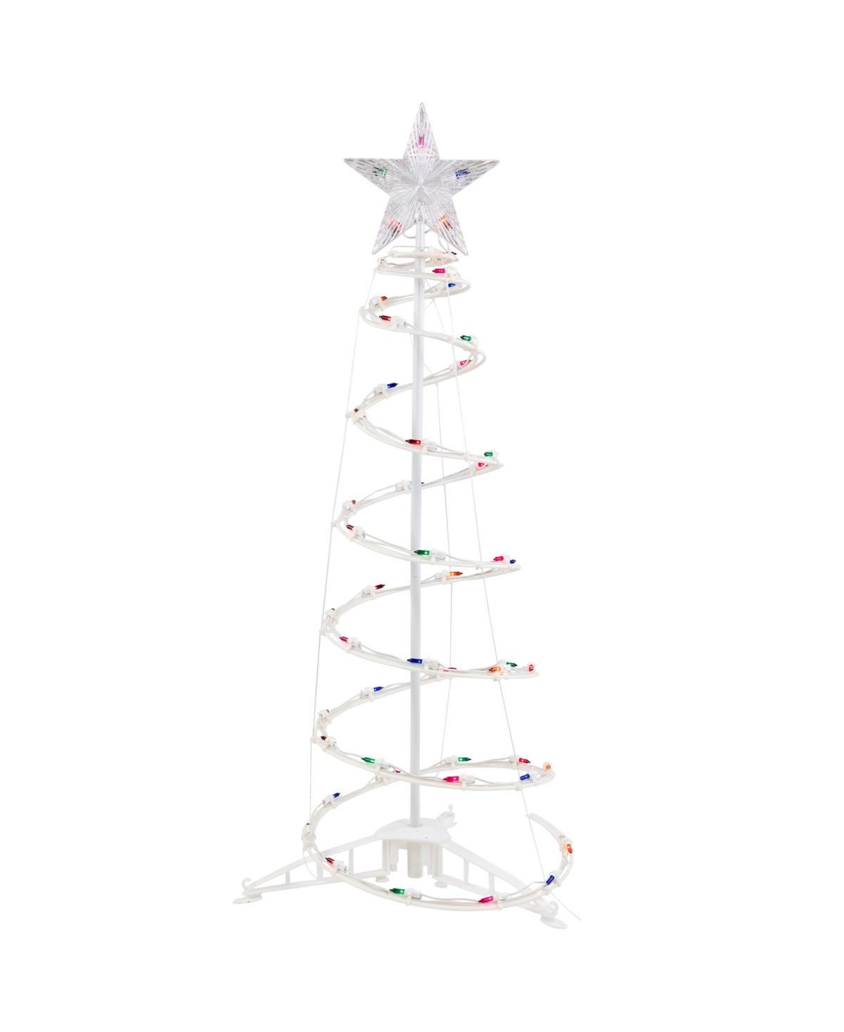 3ft Spiral Cone Tree Multi Lights - White