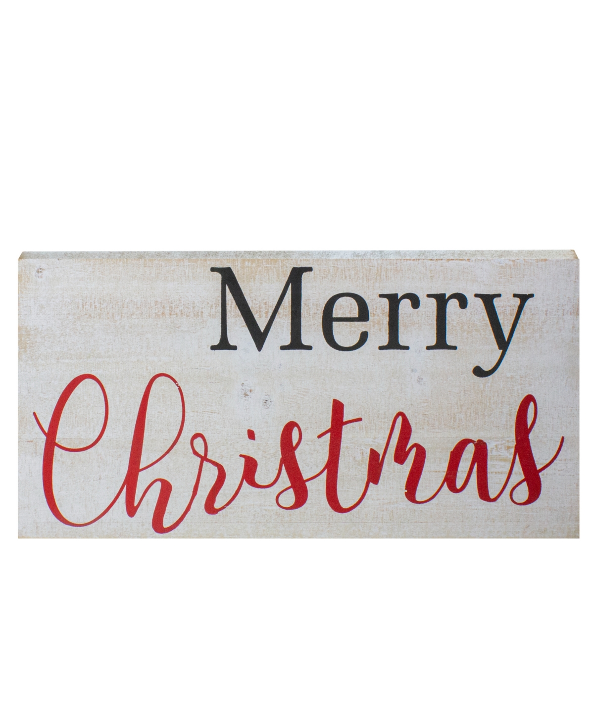 24" Rustic Wooden 'Merry Christmas' Hanging Wall Sign - White