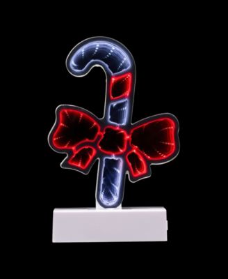 LED 3D Candy Cane with Bow Christmas Tunnel Light - 8-Inch