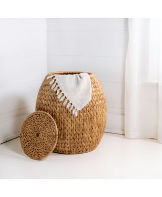 Colt 17&amp;quot; Coastal Bohemian Handwoven Hyacinth Storage Stool with Lid, Natural