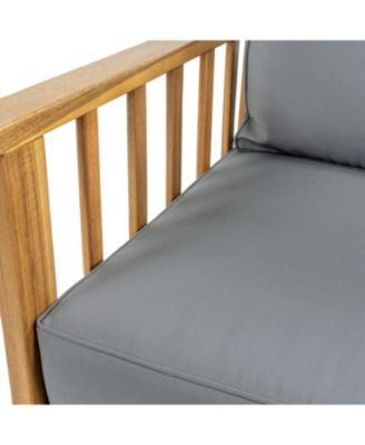 Everly 4-Piece Modern Cottage Acacia Wood Outdoor Patio Set with Cushions and Tropical Decorative Pillows, Gray/Teak Brown