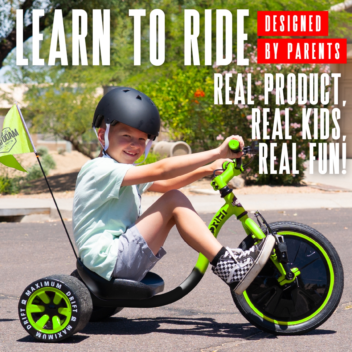 Madd Gear Drift Trike for Kids Ages 5+ Max lbs, Adjustable Seat, Durable Steel Frame - Pink