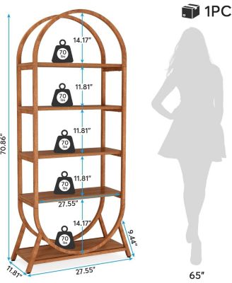 5-Tier Tall Arched Freestanding Bookshelf Display Rack Shelving Unit for Office, Bedroom, or Living Room (1PC)