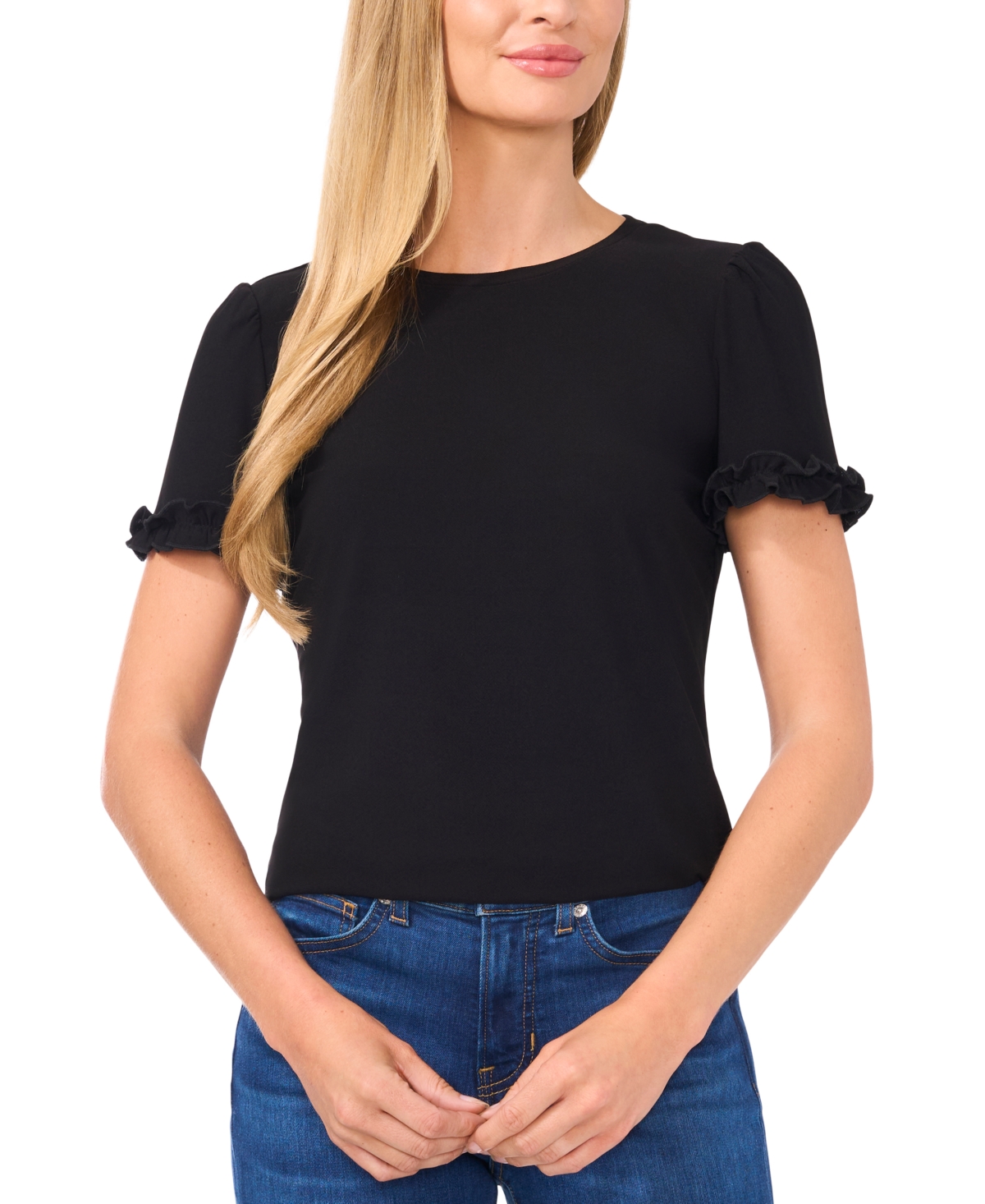 CeCe Women's Short-Sleeve Ruffle-Cuff Knit Top