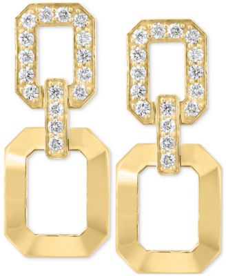 EFFY&reg; Diamond & Polished Octagon Link Drop Earrings (1-1/4 ct. t.w.) in 14k Gold