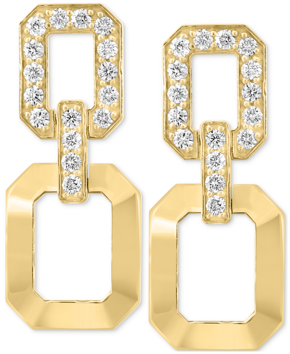 Effy Collection Effy Diamond & Polished Octagon Link Drop Earrings (1-1/4 Ct. T.w.) In 14k Gold In Yellow Gol