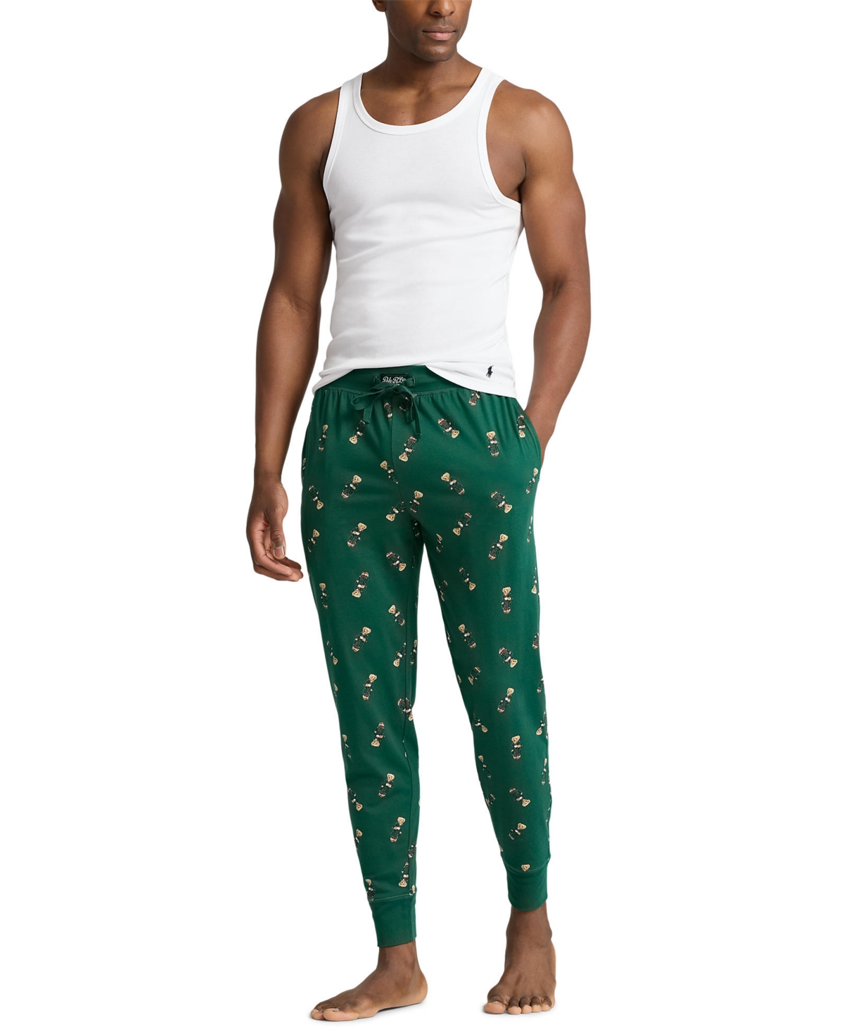Polo Ralph Lauren Men's Polo Bear Pajama Jogger Pants -ALL OVER FALL MORNING ROBE BE