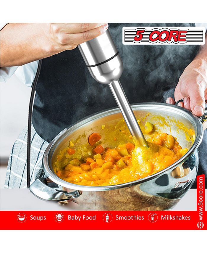 5 Core Immersion Blender Handheld 400W Copper Motor w 800ml Mixing