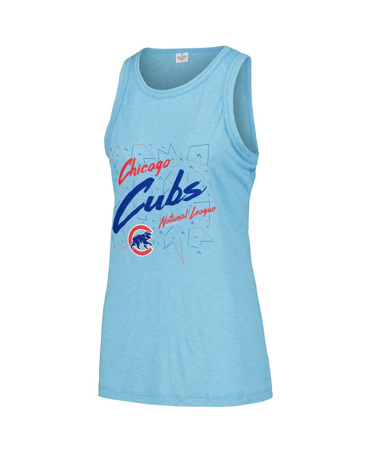 Soft as a Grape Women'sChicago Cubs Gauze High Neck Tank Top - Light Blue