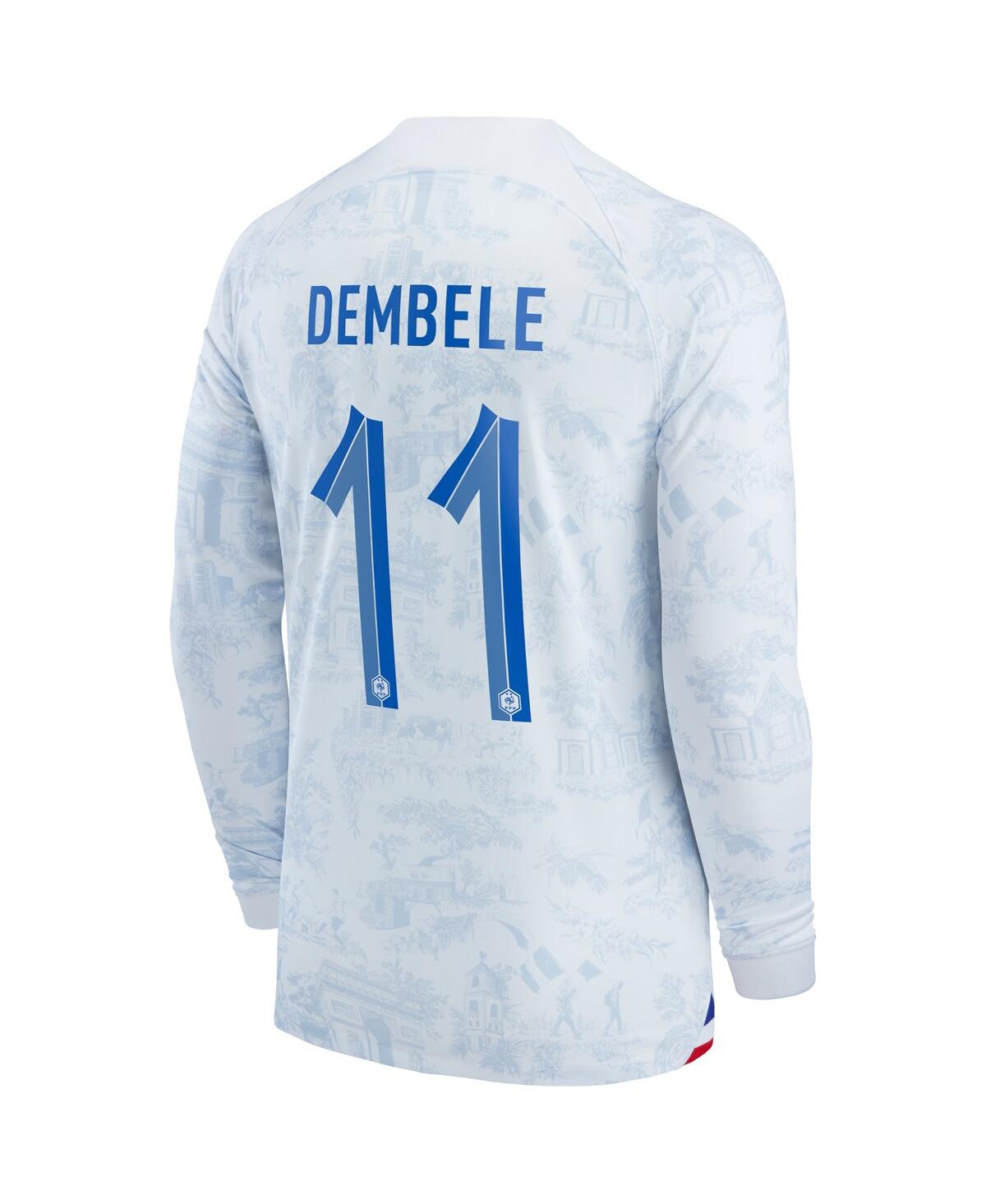 Nike Men's Ousmane DembeleFrance National Team 2022/23 Away Breathe Stadium Replica Long Sleeve Jersey - White
