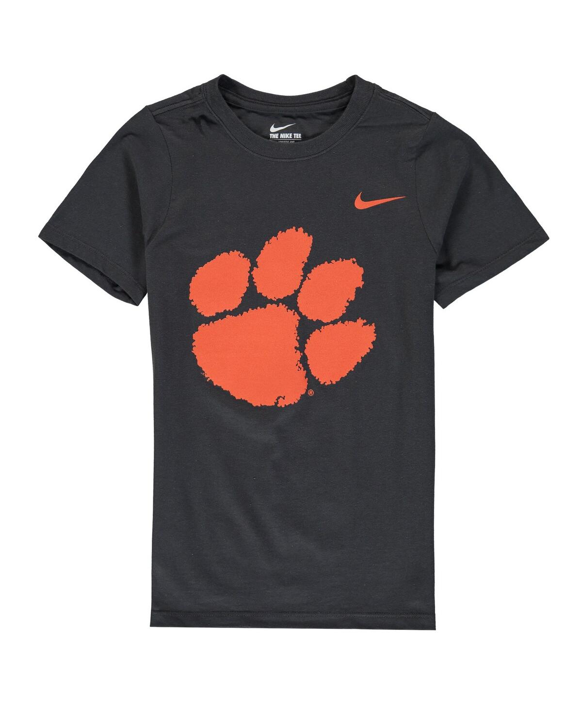 Nike Big Boys And Girls Anthracite Clemson Tigers Cotton Logo T-shirt In Anthracite