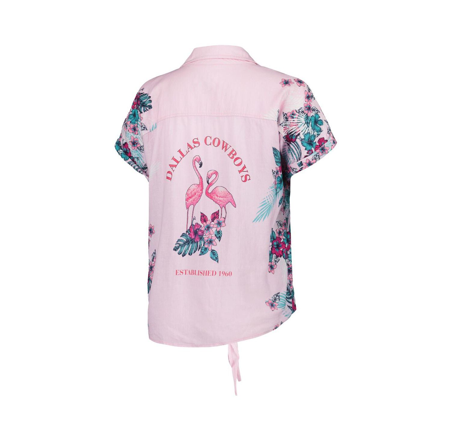 Women's Pink Dallas Cowboys Stadium Tie-Front Button-Up Shirt