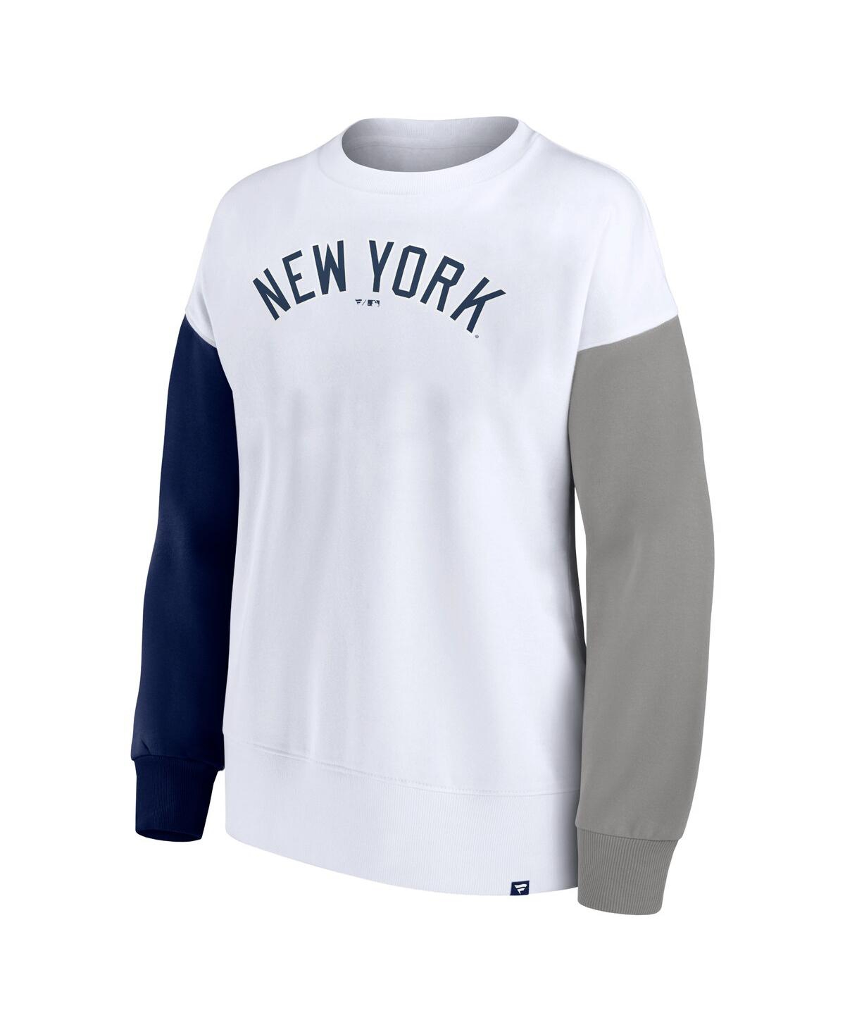 Shop Fanatics Women's White New York Yankees Series Pullover Sweatshirt In White,navy