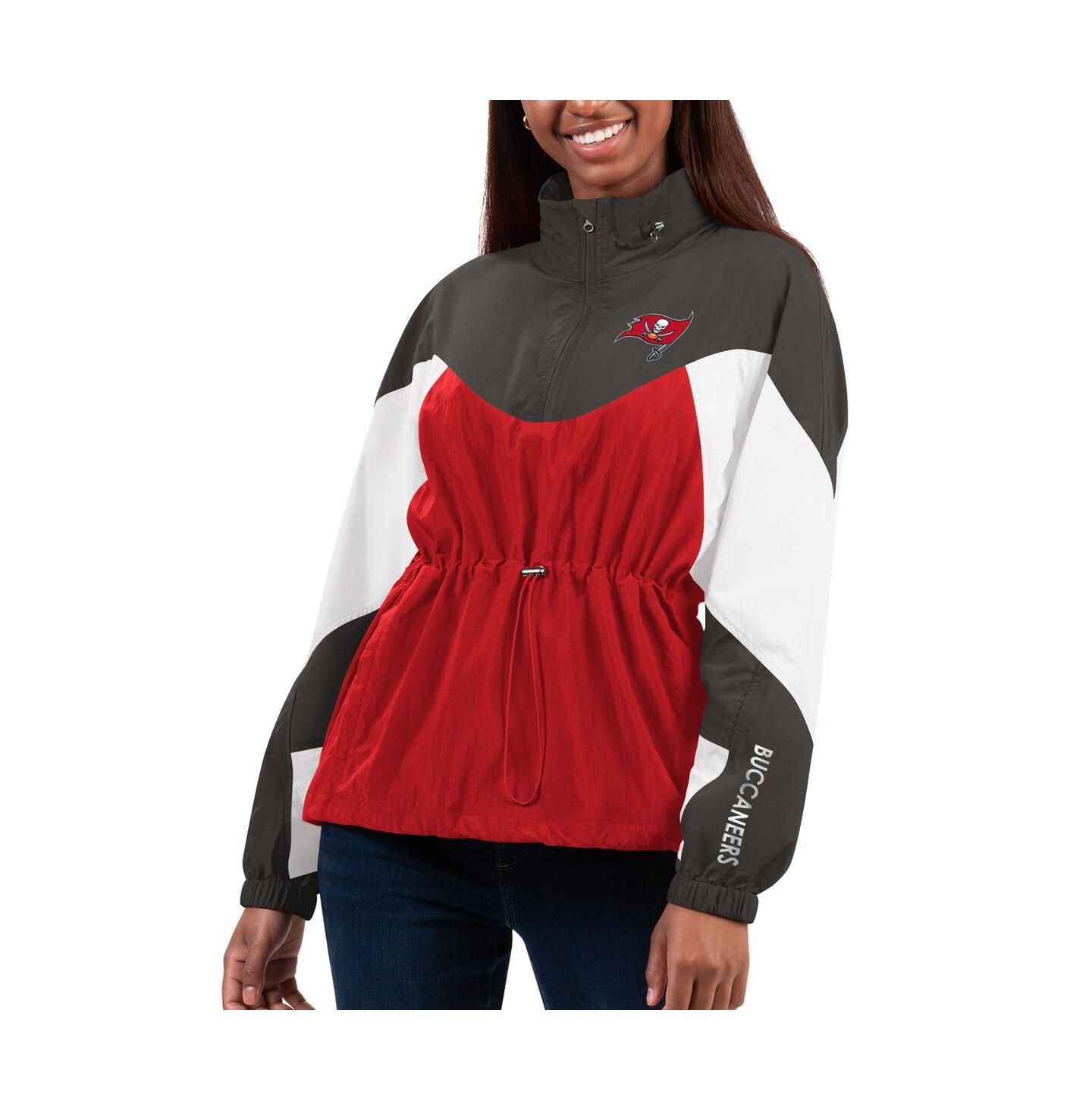 Женская куртка G-III 4Her by Carl Banks Red/Pewter Tampa Bay Buccaneers Tie Breaker Lightweight Quarter-Zip — фото 1