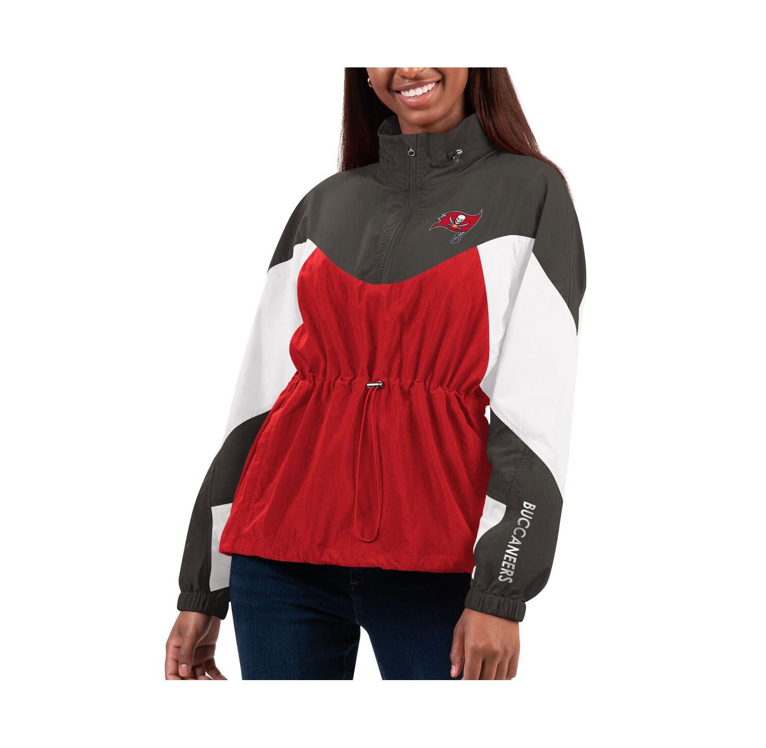 Women's Red/Pewter Tampa Bay Buccaneers Tie Breaker Lightweight Quarter-Zip Jacket