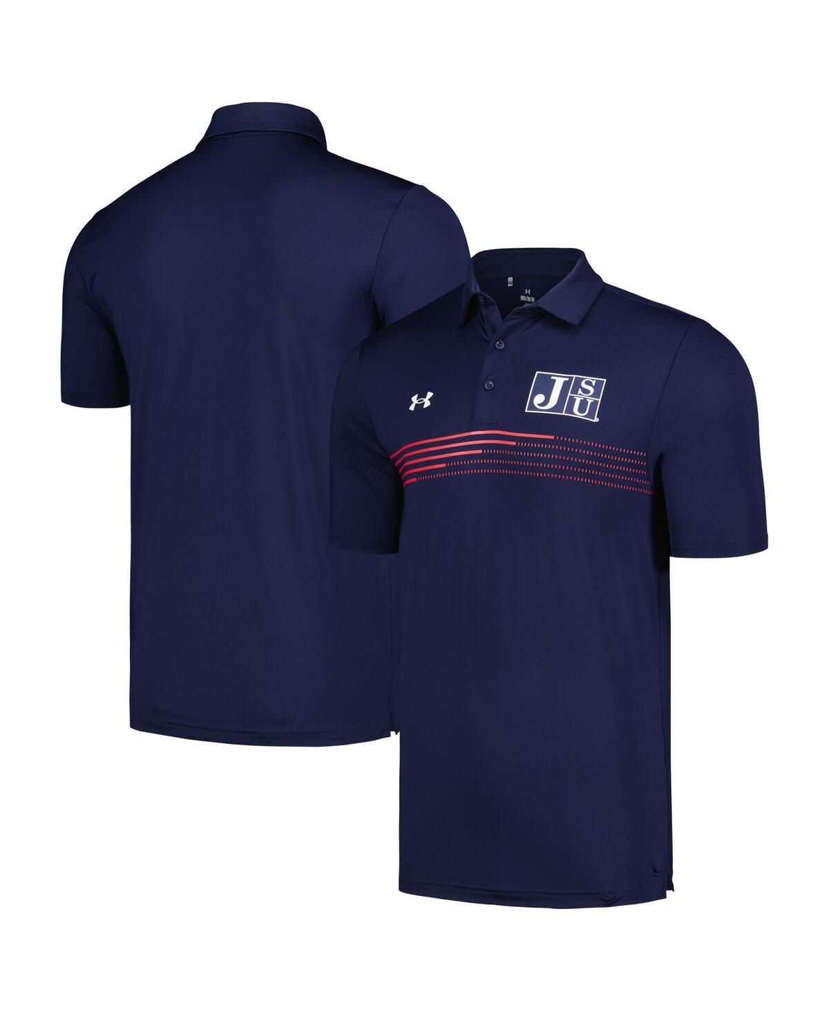 Men's Navy Jackson State Tigers Tee to Green Stripe Polo - Navy