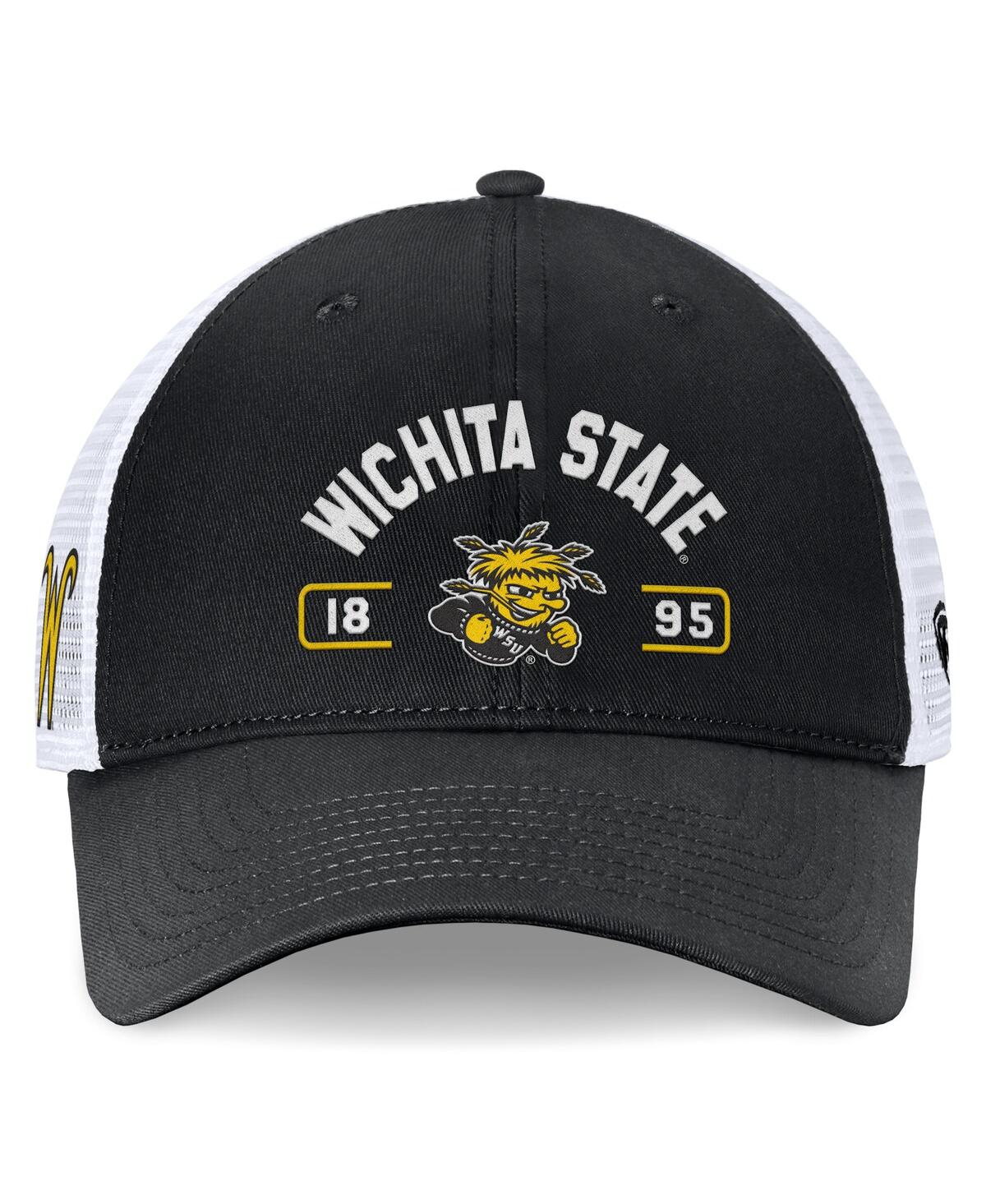 Top Of The World Men's Black/white Wichita State Shockers Free Kick Trucker Adjustable Hat In Black,white