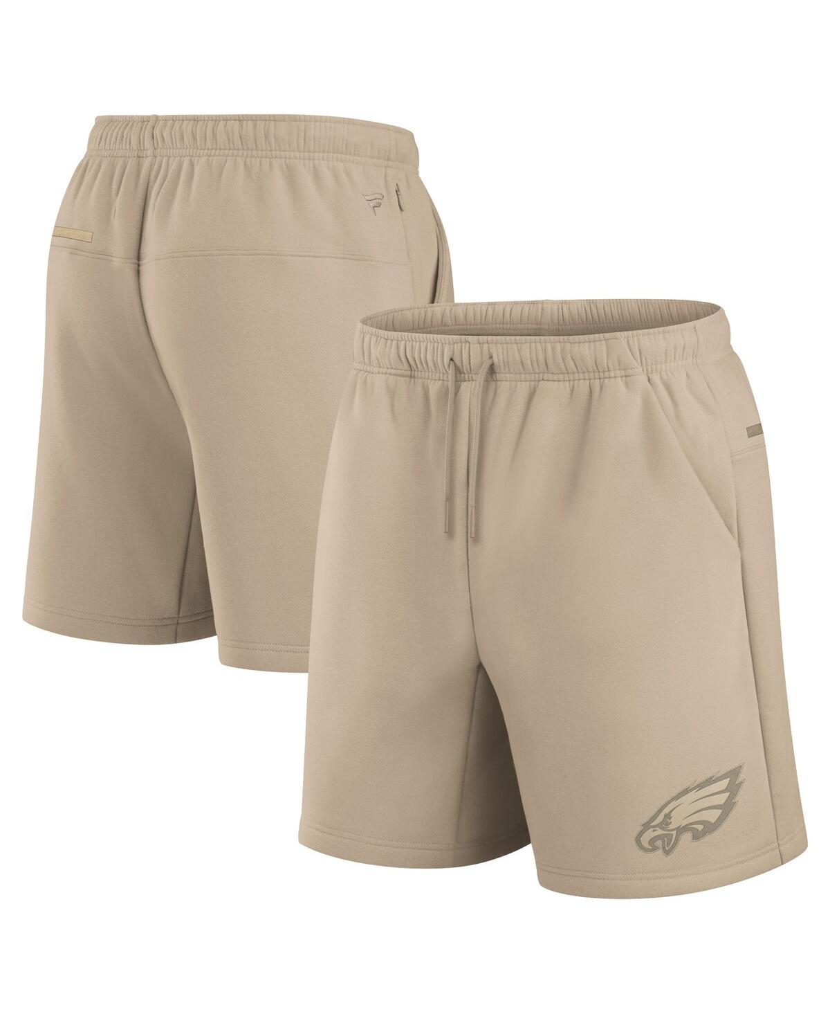 Fanatics Men's And Women's Khaki Philadelphia Eagles Elements Super Soft Fleece Shorts In Khaki