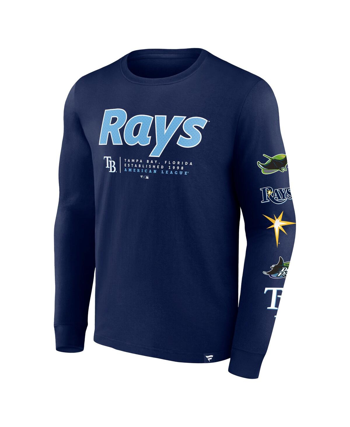 Fanatics Men'sTampa Bay Rays Strike the Goal Long Sleeve T-Shirt - Navy