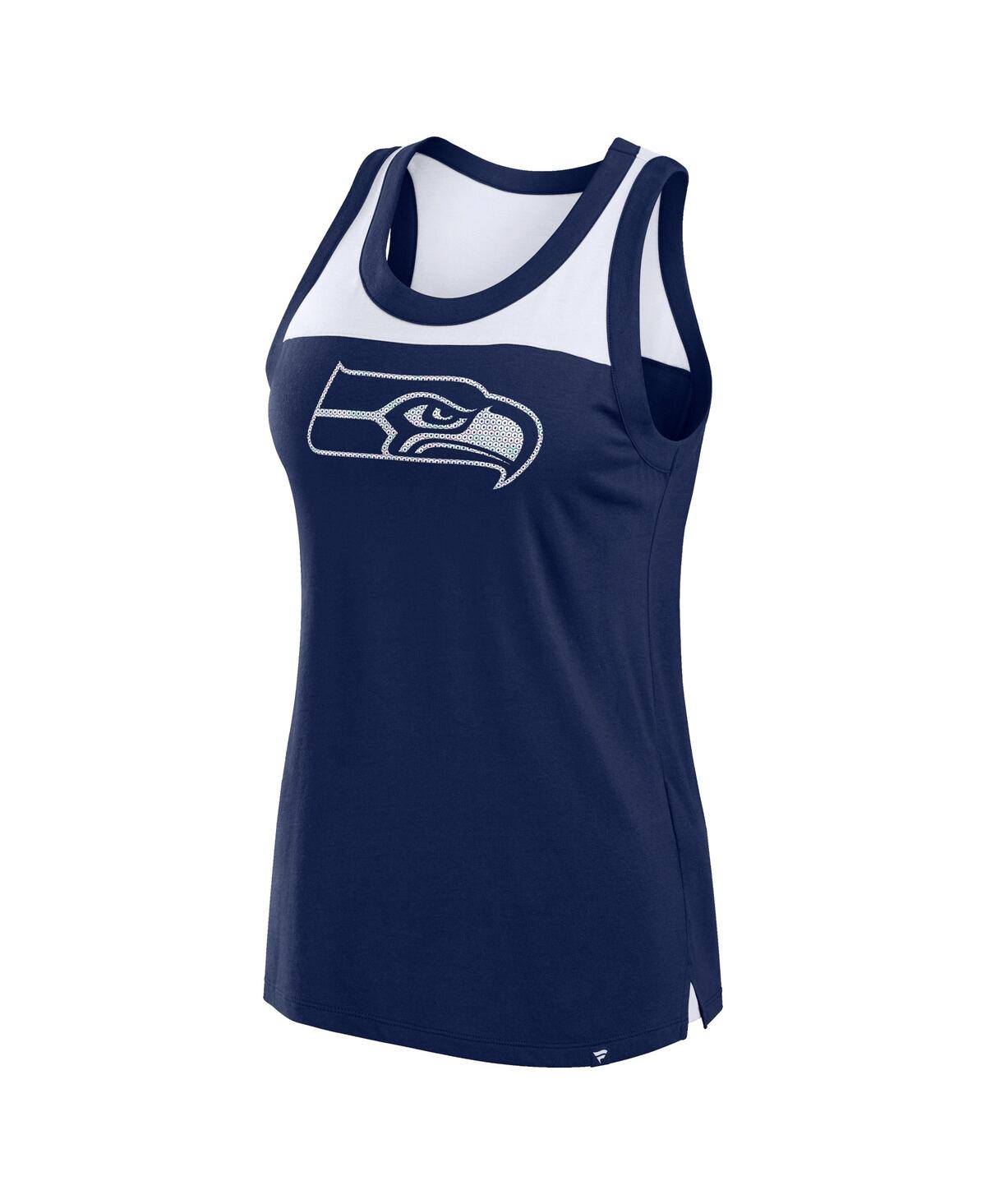 Fanatics Women's CollegeSeattle Seahawks Sequin Tank Top - Navy, White