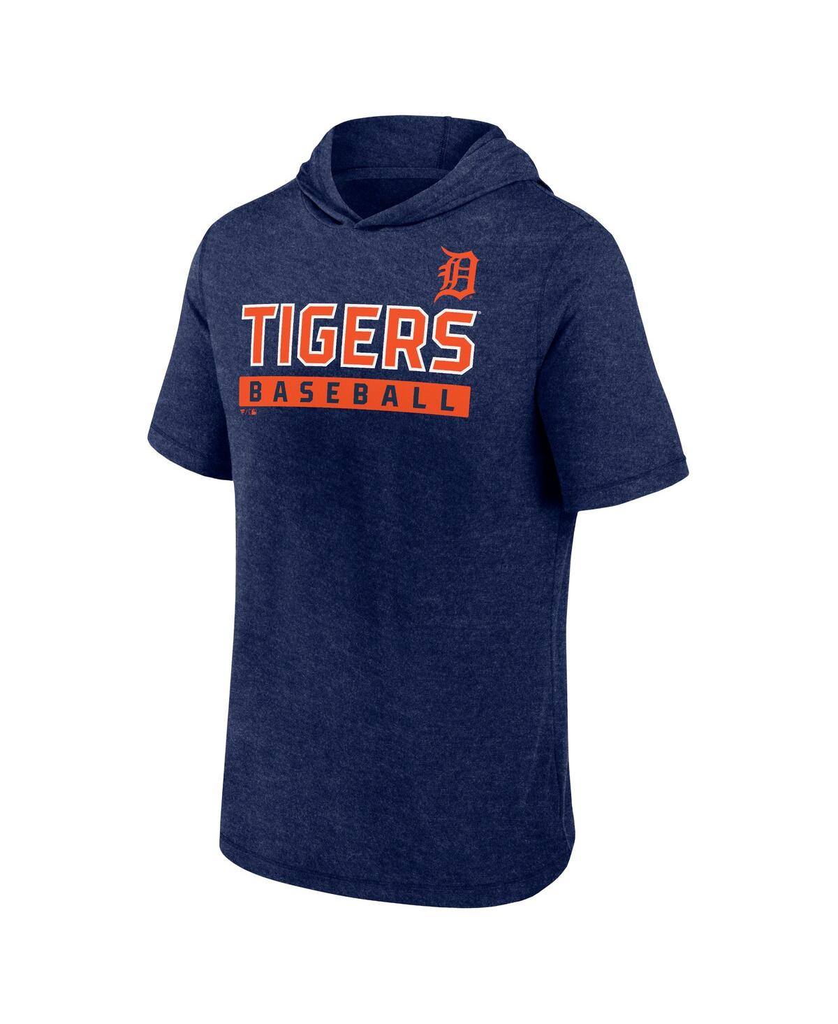 Fanatics Men'sDetroit Tigers Push Short Sleeve Pullover Hoodie - Heather Navy